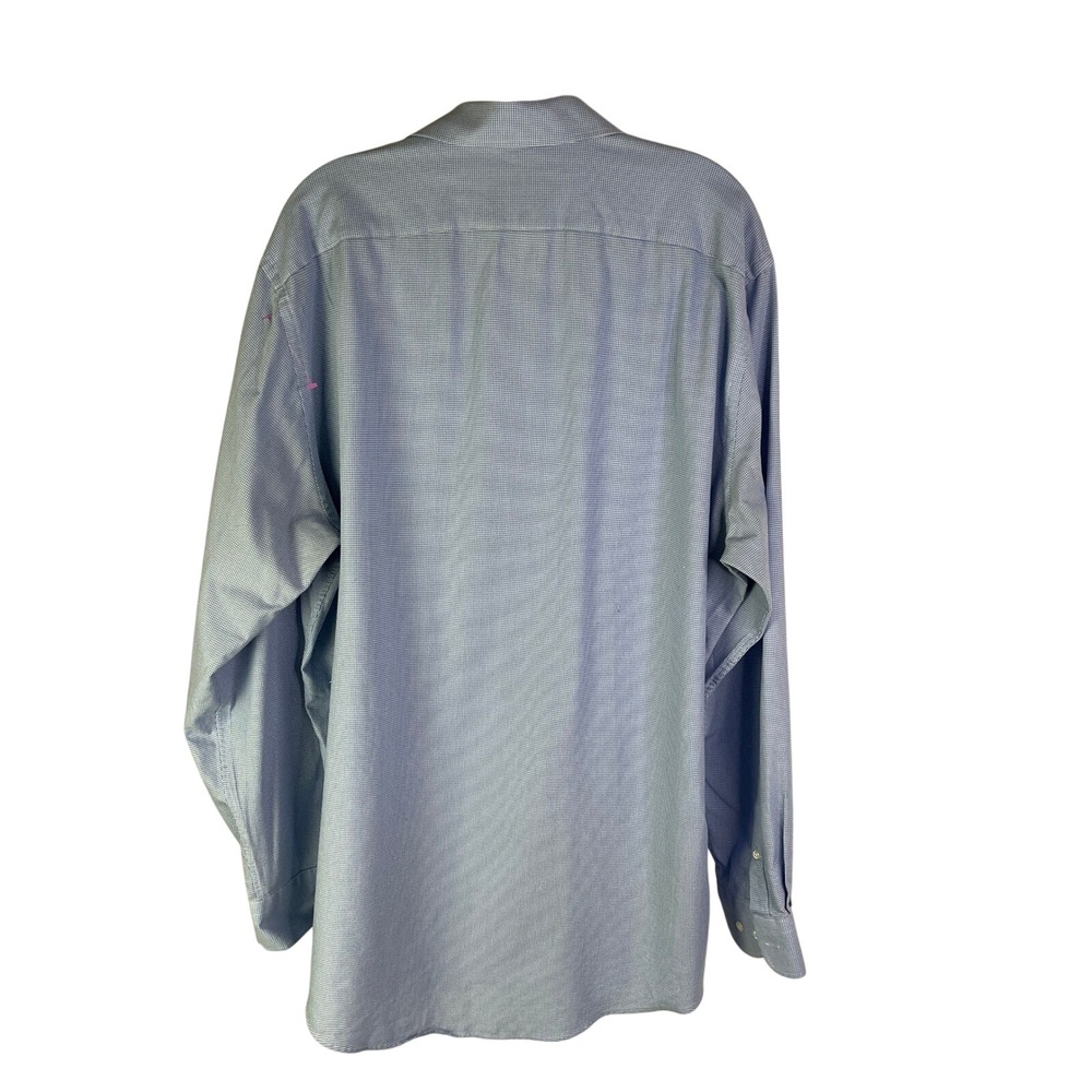 Nordstrom Dress Shirt Mens 17 36-37 Tech-Smart Houndstooth Traditional Fit Blue - Picture 4 of 13